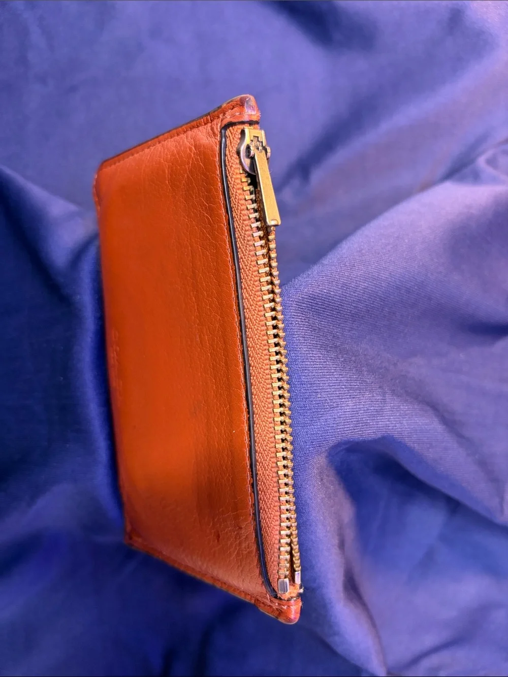 Coach Orange Leather Zip Card Case Wallet